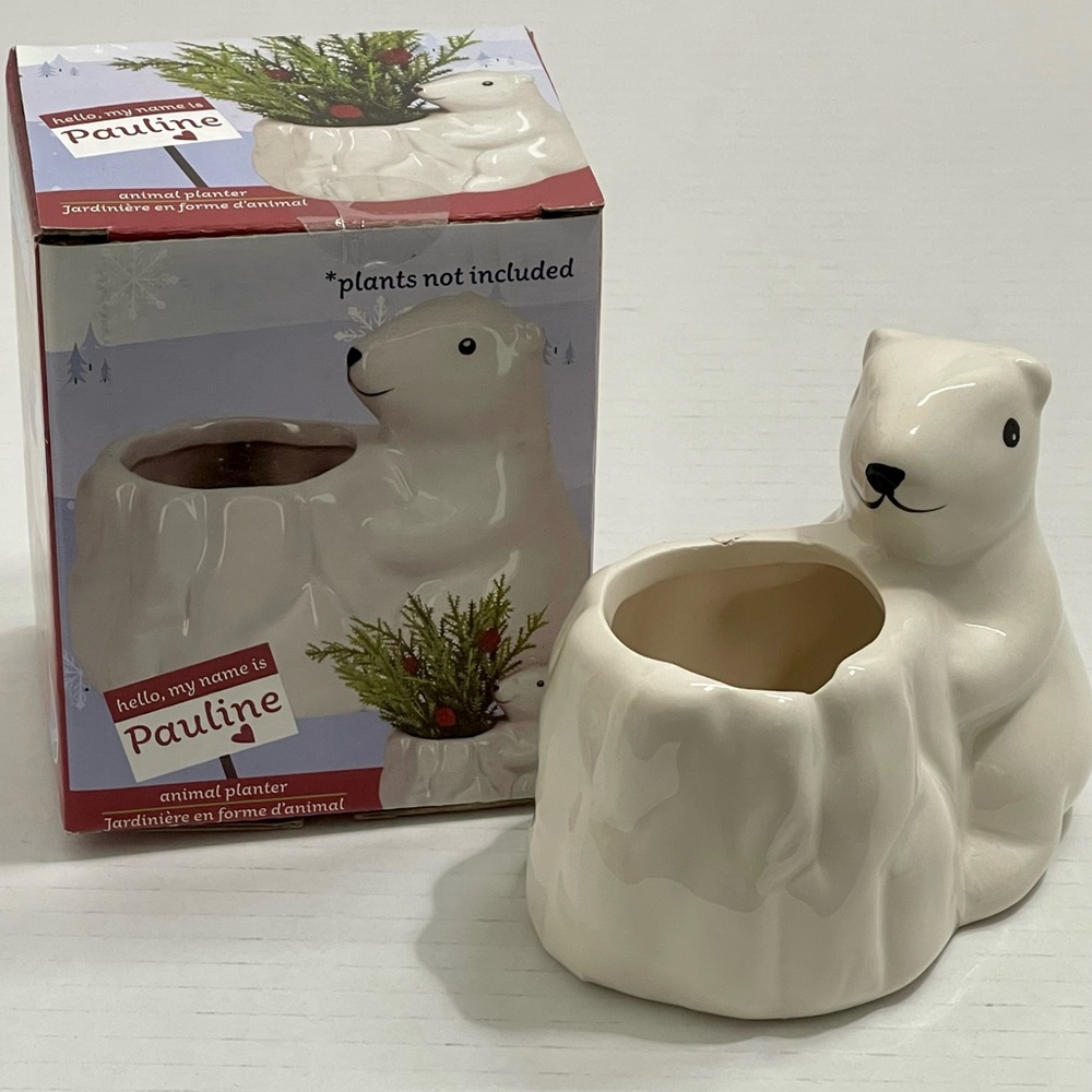 Pauline the Polar Bear Ceramic Mini Animal Succulent Planter